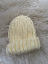 New Handmade Newborn Baby Boys Or Girls Knitted Warm Winter Hat Yellow Lemon