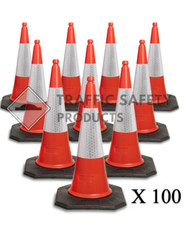 PACK OF 100 - RANGER U.K Heavy Duty Traffic Cones (2 PIECE - 750mm)