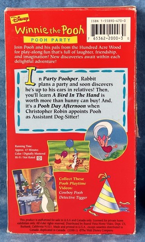 Winnie the Pooh Pooh Playtime - Happy Pooh Day VHS Disney, Play Tested, Piglet - Picture 4 of 4
