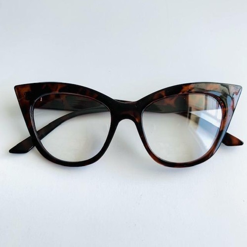 Retro Cat EYE Vintage PinUp Big Large Fashion Clear Lens Eyeglasses Sharp Frames - Picture 5 of 8