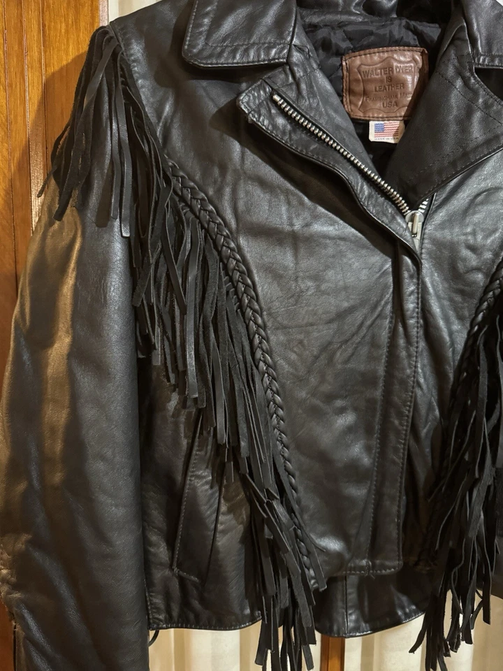 Chaqueta de motociclista de cuero Walter Dyer para mujer talla 10 hecha en EE. UU. vintage Foto 2 de 4