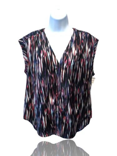 Nwt Jennifer Lopez Sz 0X Multicolor Sleeveless Pullover Blouse. NS-15
