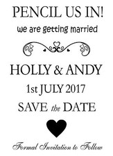 PERSONALISED PENCIL US IN SAVE THE DATE WEDDING INVITATION CUSTOM RUBBER STAMP