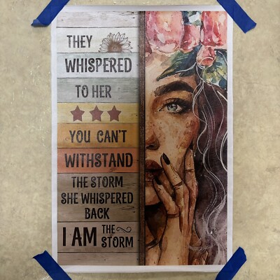 I Am The Storm   Quote Girl Positive Inspirational Poster Canvas Wall Art 12x18 