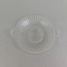 Indiana Glass Honeycomb Clear 9" Round Relish Dish Bowl with Handles #C184
