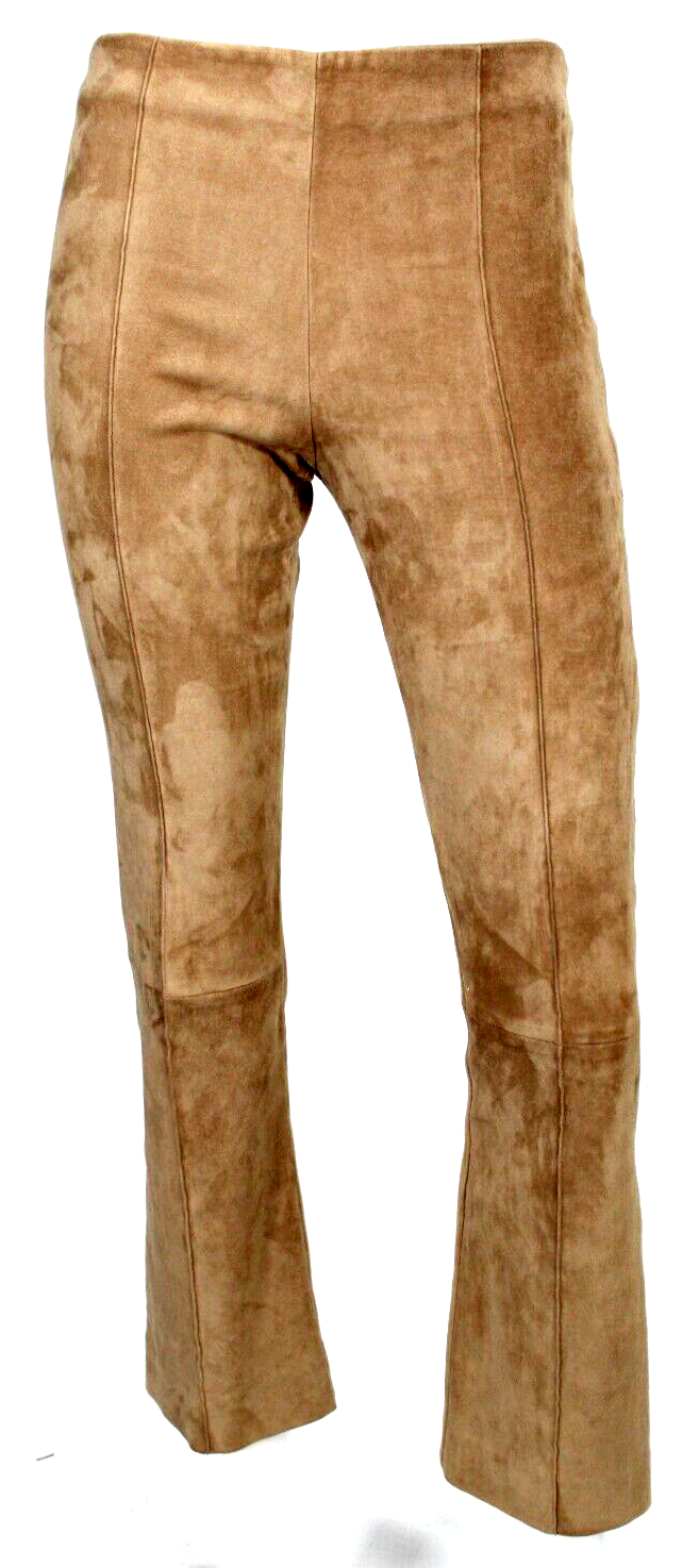 FILA Pantaloni THE ROW cammello marrone pelle di agnello vita media gamba sottile 8