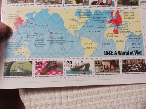 5533P MNH OG Souvenir Sheet of 20 of 1991 29 Cent WWII - Picture 4 of 5