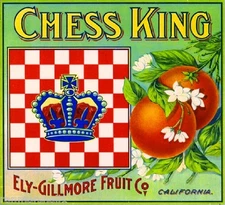 Los Angeles Chess King Orange Crate Label Art Print