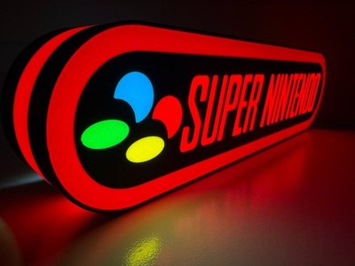 Super Nintendo Inspired  SNES 12'' LED Sign - COB Light Retro Gaming Wall Decor