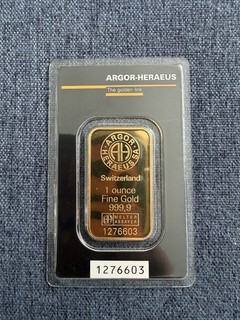 1 Oz FINE GOLD BAR SWITZERLAND ARGOR HERAEUS