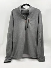 Simms Fleece Midlayer Top Mens Large Gray Grid Pullover 1/2 Zip Waffle Hiking