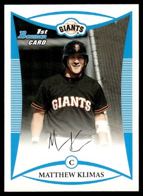 2008 Bowman Prospects Matthew Klimas San Francisco Giants #BP89