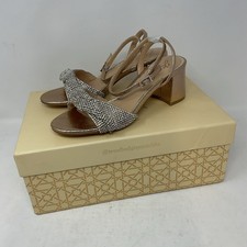 Jewel Badgley Mischka Gold Twist Ansley Block Heeled Sandal Women's Size 5.5