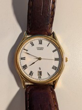 Citizen Armbanduhr Goldfarben mit Leder Armband Kaliber 6110 844971