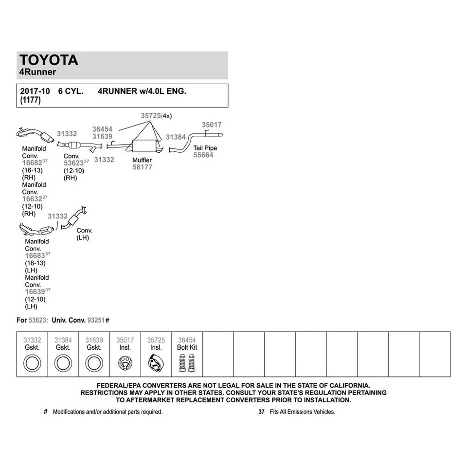 For Toyota Tacoma 05-15 Graphoil Composite Donut Exhaust Manifold Flange Gasket Foto 2 de 4