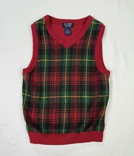 Vtg Class Club Sweater Vest 6/7 Tartan Plaid Holiday 90s Preppy Christmas EUC