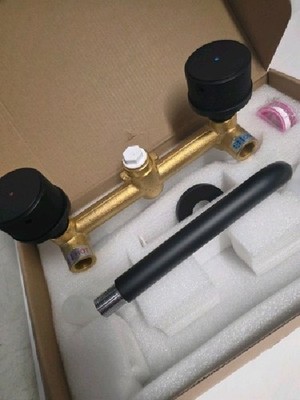 BWE Two-Handle Wall Mounted Bathroom Faucet  Black