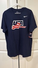 Nike Men's Large USA Olympic Gold Medal Winning Hockey Team T-Shirt -Navy Blue