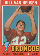 Bill Van Heusen Broncos 1971 Topps Football 9 Vg Condition No Creases Oc Bx10a Bill Van Heusen Broncos 1971 Topps Football 9 Vg Condition No Creases Oc Bx10a