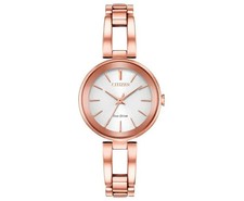 Reloj Citizen Dama Damas Eco-Drive Esfera Blanca Tono Oro Rosa EM0639-81A NUEVO