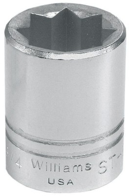 7/16''Shallow Supertorque Socket, 8pt, 1/2''Drive, Chrome Williams USA JHWST-814
