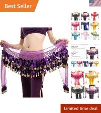 Chiffon Belly Dance Wrap Skirt with Eye-Catching Coins for Festival Performances