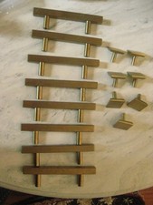 Brushed Gold Modern Square Cabinet Handles 8 Pulls 6 Knobs Drawer Hardware