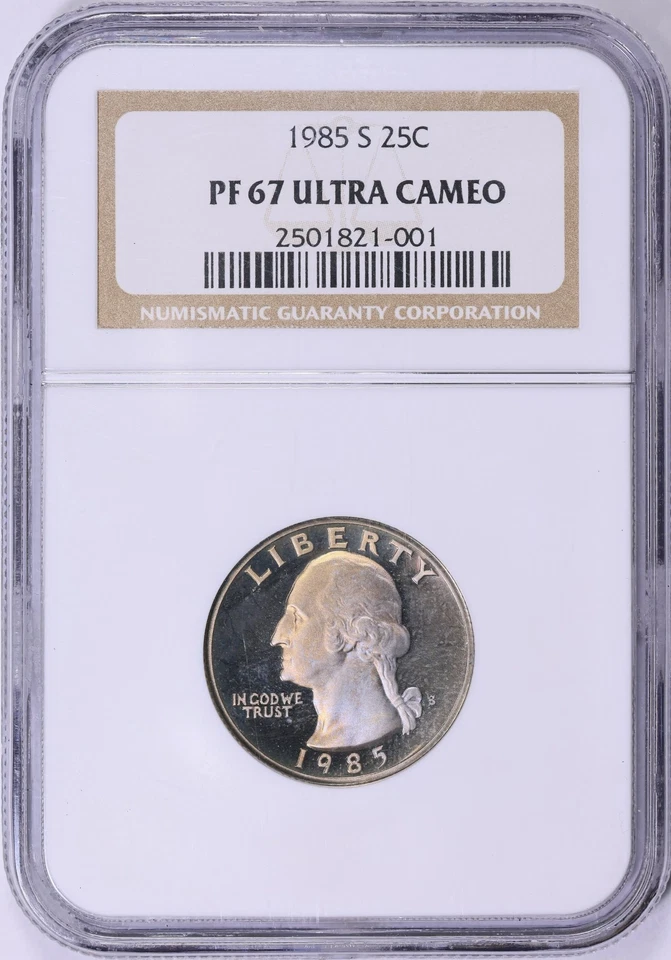1985-S Washington Quarter NGC PF 67 ULTRA CAMEO End Roll Toned Album Toning DCAM - Image 2 of 4