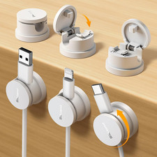 6 Pack Snap-Lock Cable Clips, 360  Rotatable Cord Holder for Desk