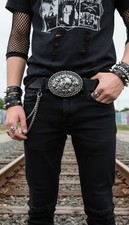 Men Women Dark Silver Metal Big Belt Buckle Fashion Skeleton Skulls Gothic Death