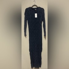 NWT Line & Dot Long Cable Knit Dress in Distressed Blue - Size Small