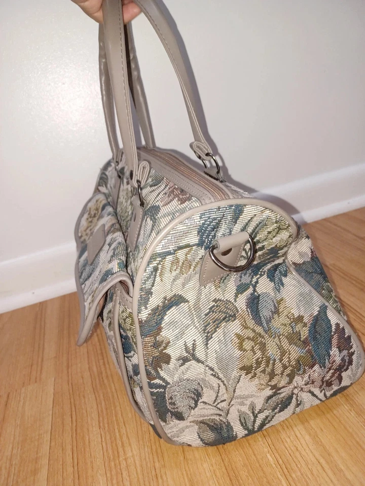 LUCAS TRAVEL BAG TAPRESTRY, 15", FLORAL DRAWINGS, PLANTS - GRAY - Image 4 of 4