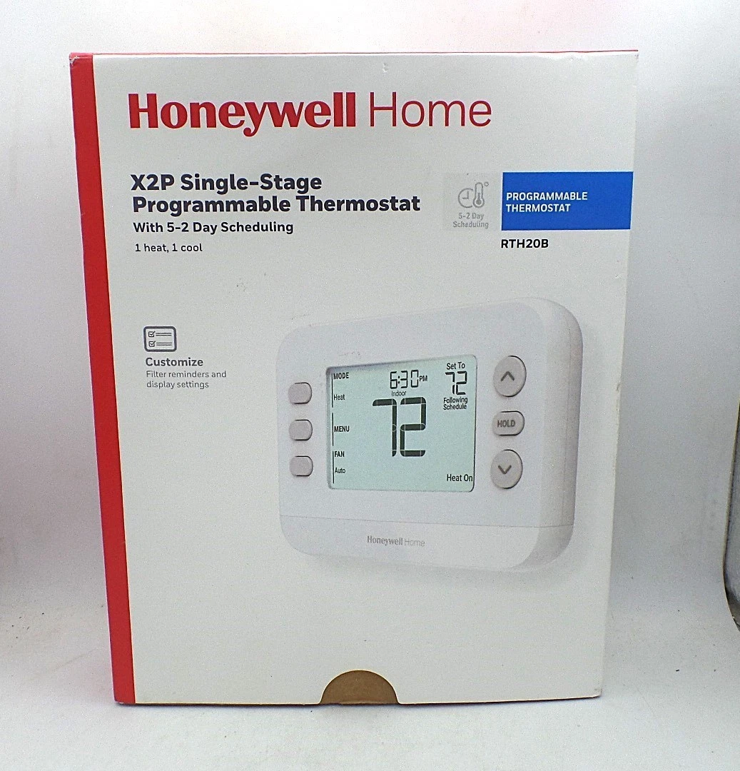 HONEYWELL RTH20B/N X2P HOME PROGRAMMABLE THERMOSTAT 1-STAGE HEAT/COOL 5-2 DAY