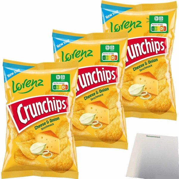 Lorenz Crunchips Cheese & Onion Kartoffelchips 3X150G Packung Usy Block-image