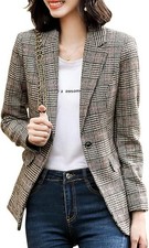 Gap Blazer Jacket Plaid Size 2 Checkered Notch Lapel Long Sleeve Gray Black
