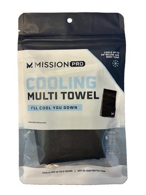 Mission PRO Cooling Multi Use Towel - Black - UFP 50 - Cools For Up 2 Hours