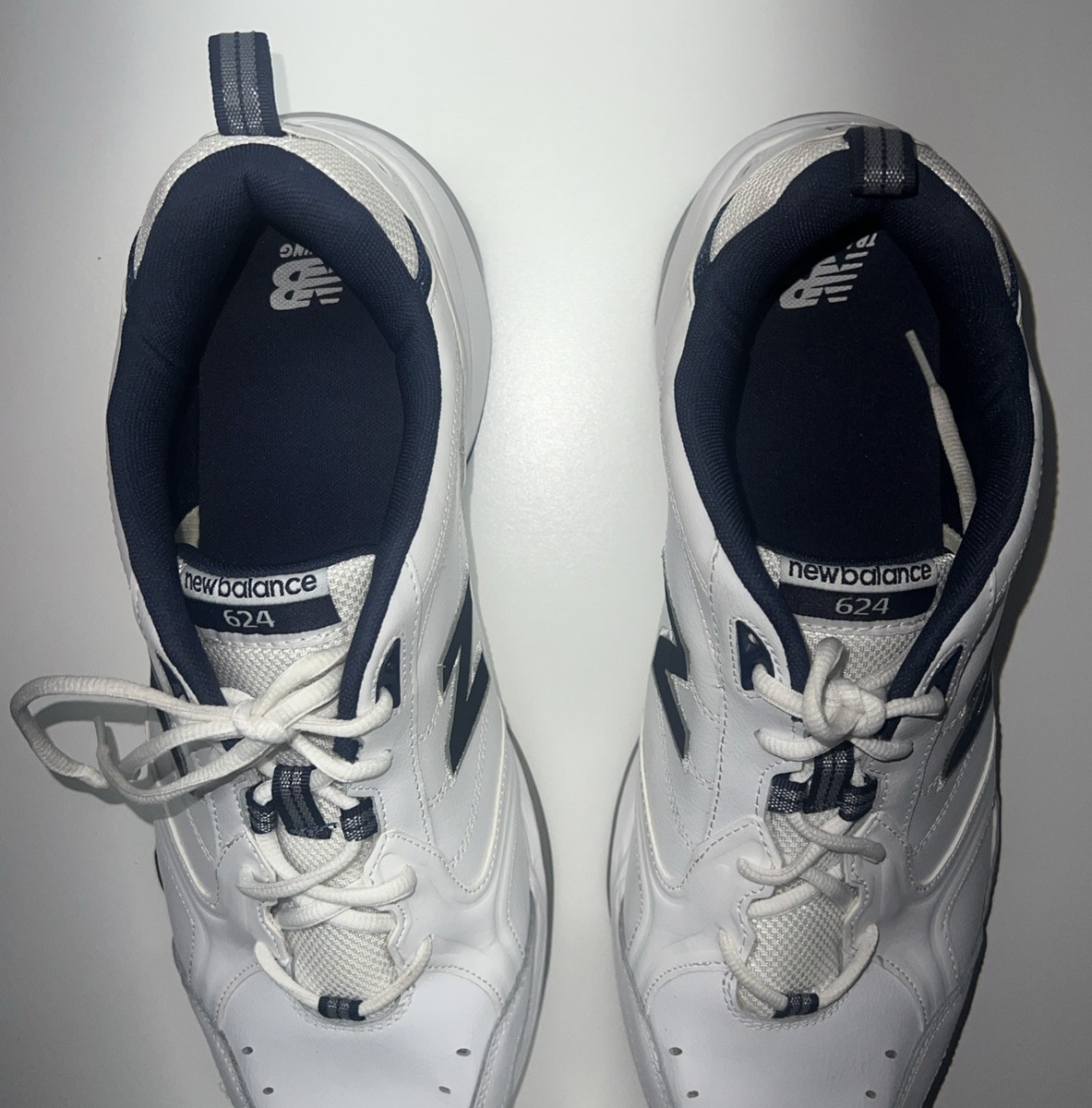 New Balance 624 Shoes Mens 16 White Navy Training Sneakers