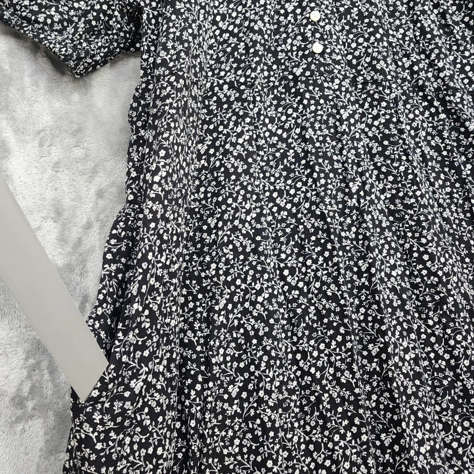 Old Navy Dress Womens XL Black White Floral-Print Puff-Sleeve All-Day Maxi Swing - Image 3 of 4