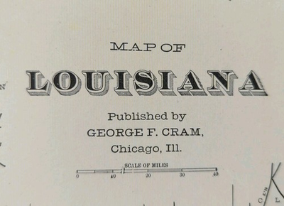 #ad Vintage 1903 LOUISIANA Map 22quot;x14quot; Old Antique Original BATON ROUGE SHREVEPORT $27.14