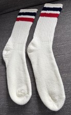 VTG Striped Blue Red Two Color Over The Calf Tube Socks Appr 17" Long Basketball