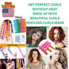 18PCS Heatless Hair Curlers Spiral Rollers Overnight Curly Styling Kit