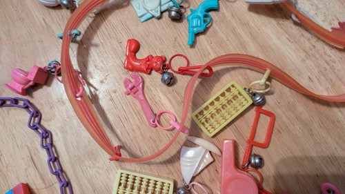 1980s - Plastic Clip On 80s Bell Charms - (3) Necklace w/ Charms - Picture 5 of 9