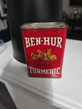 Ben Hur Brand Vintage Metal Turmeric Spice Tin