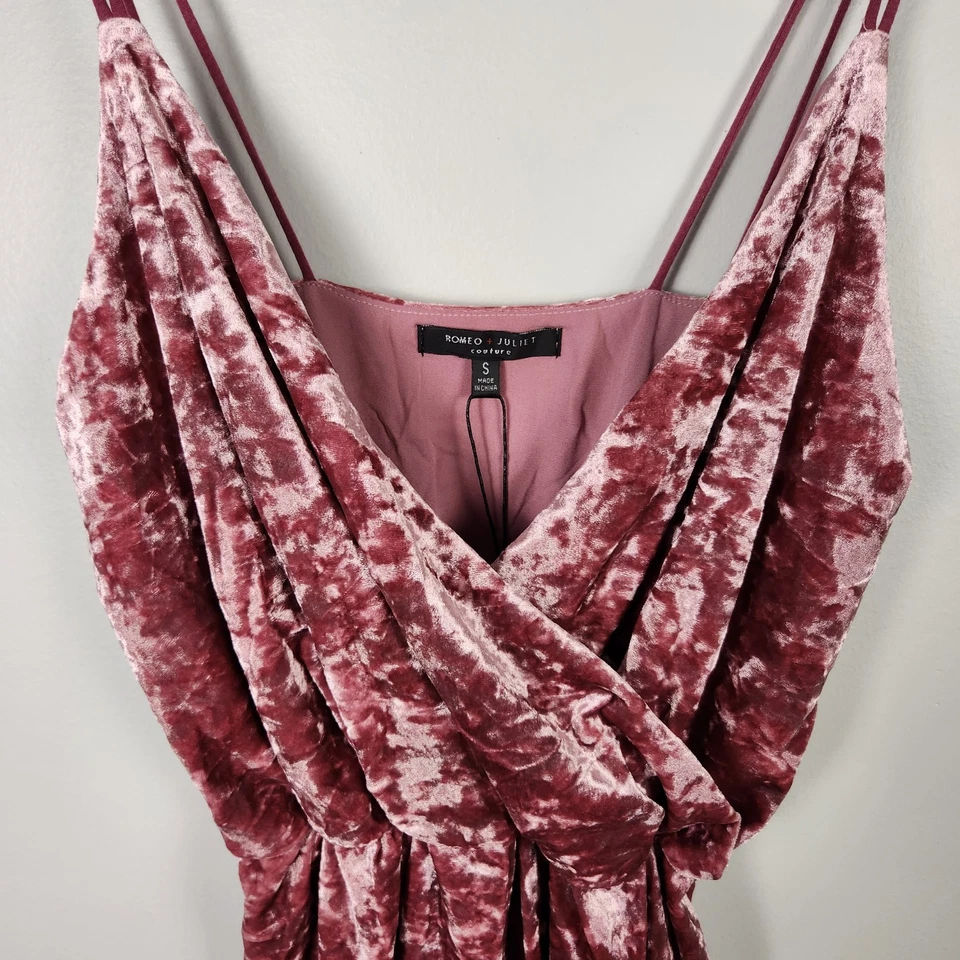 NWT Romeo & Juliet Couture Rose Pink Crushed Velvet Romper (Small) #0588 - Image 3 of 4