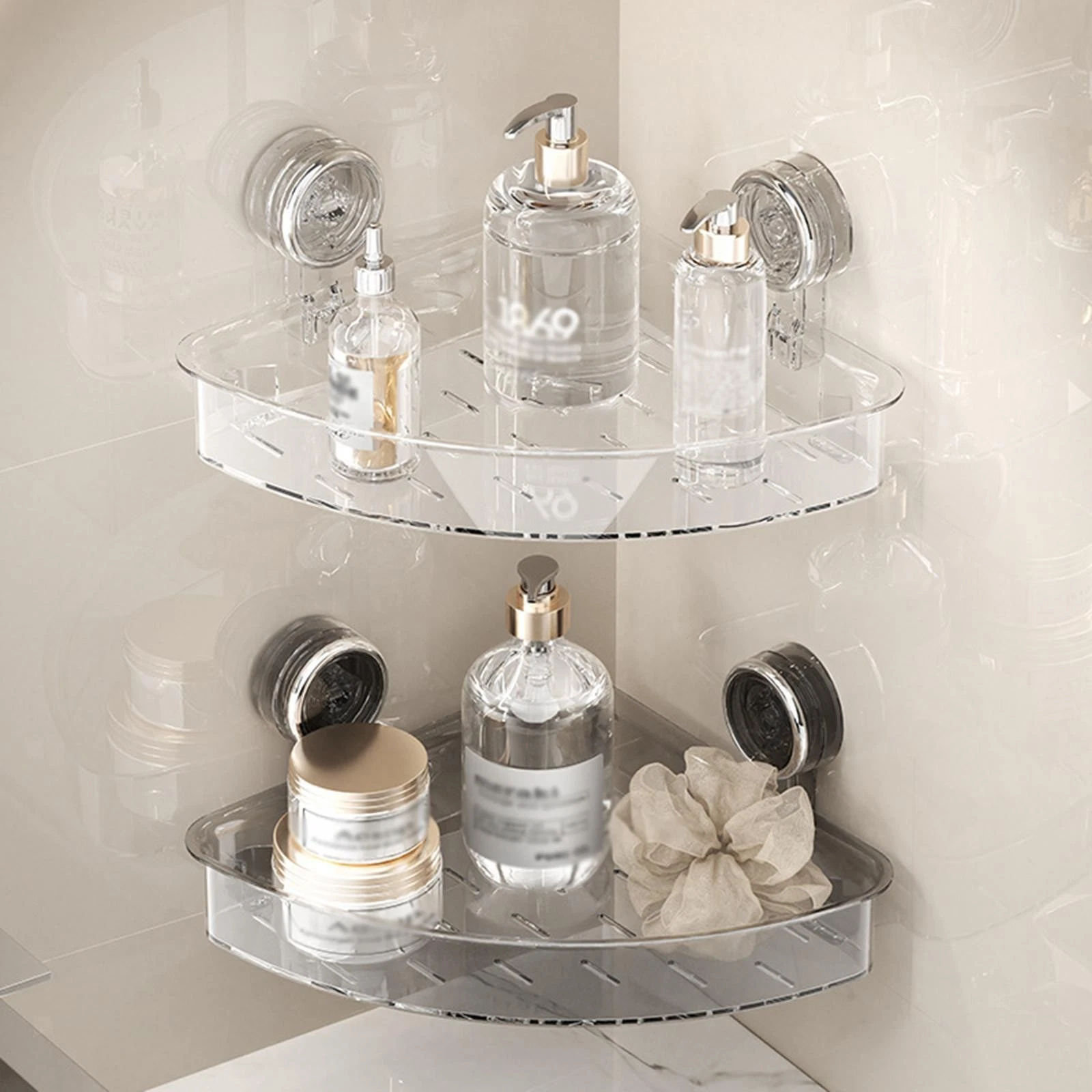 Suction Cup Corner Shelf Soap Dish Holder Tidy Basket Modern Multipurpose