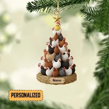 Personalized Chicken Christmas Ornament, Hen Rooster Chick Ornament Gift Decor