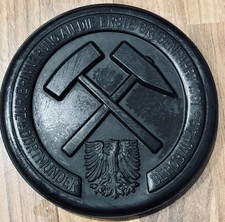 Kohlekeramikplakette Zur ersten Grubenfahrt Dortmunder Bergbau-AG 1961 Sammler