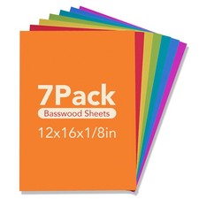 Colored Plywood Sheets for Laser Cutting,12x16x1/8inch,7 Pack 3mm Thin Unfini...