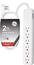 GE UltraPro 6 Outlet Surge Protector, 2 Ft Designer Braided Extension Cord, Flat
