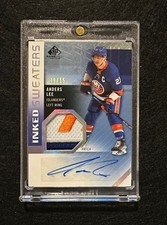 2021-22 SP Game Used Inked Sweaters Purple Fragment Anders Lee /15 Auto Islander
